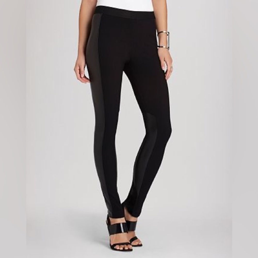 BCBGMAXAZRIA Caragh Faux Leather Panel Leggings Black